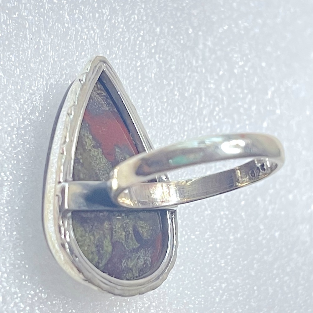 Dragon Bloodstone Natural Gemstone Solid Sterling Ring Size 8 - Picture 2 of 3